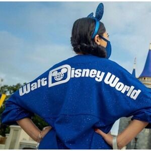 Walt Disney World Wishes come true spirit jersey blue silver glitter 2020 XL